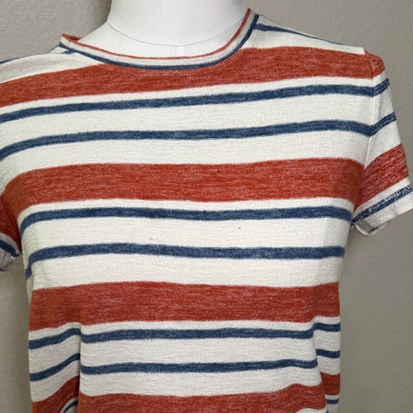 Madewell Casual Striped Short Sleeve Sweater Tee - Red, Blue, and White - Picture 6 of 6